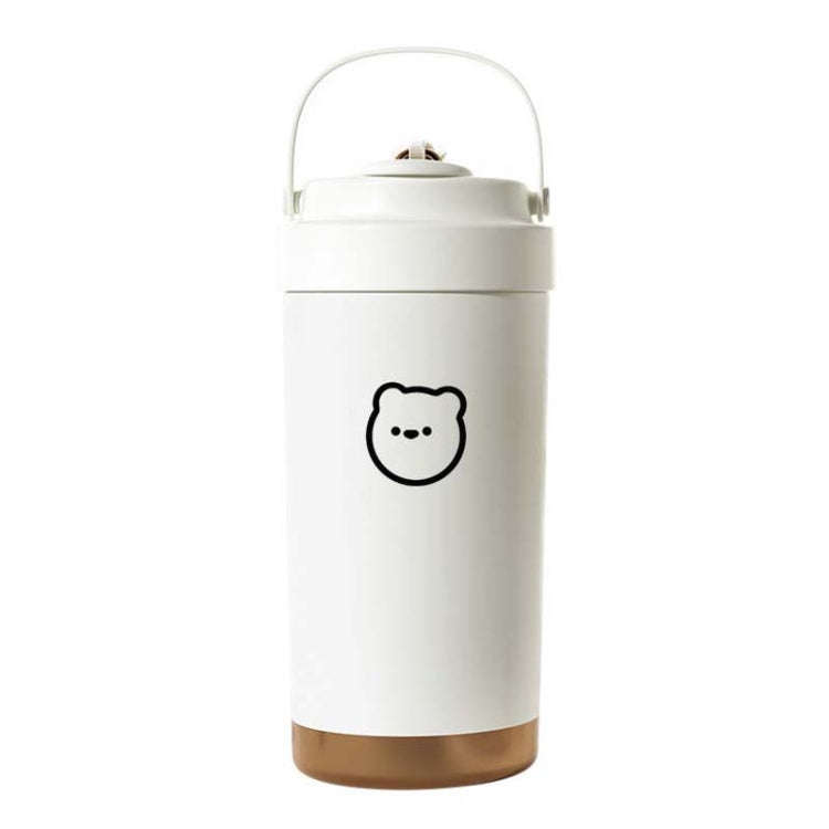 500ml 316 Stainless Steel Insulated Mug Portable Carry-On Dual Drink Coffee Cup With Straw(White)