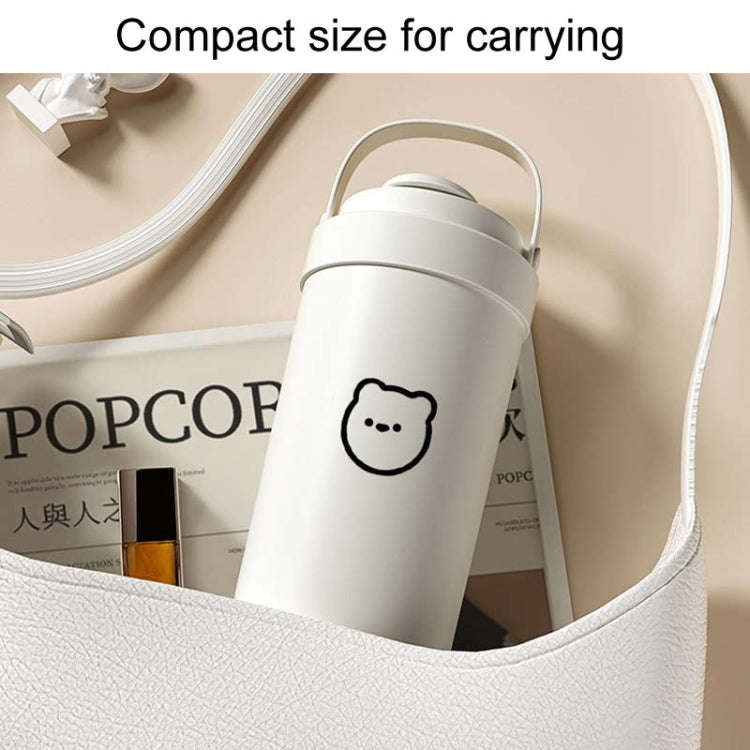 500ml 316 Stainless Steel Insulated Mug Portable Carry-On Dual Drink Coffee Cup With Straw(White)