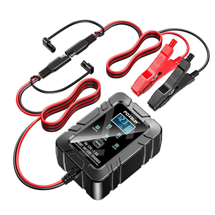 FOXSUR 6V/12V 1.5A Lawn Mower Motorcycle Lead Acid Battery SAE Plug Charger(EU Plug)