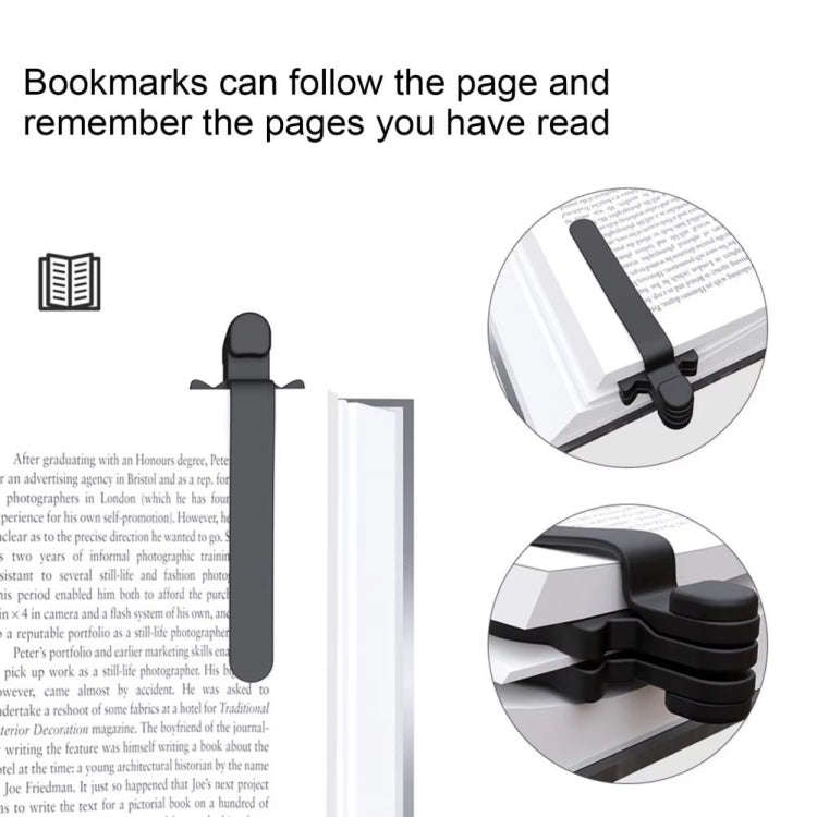 Silicone Magnetic Bookmark Follows The Page Turning Reading Auxiliary Tools(Black)