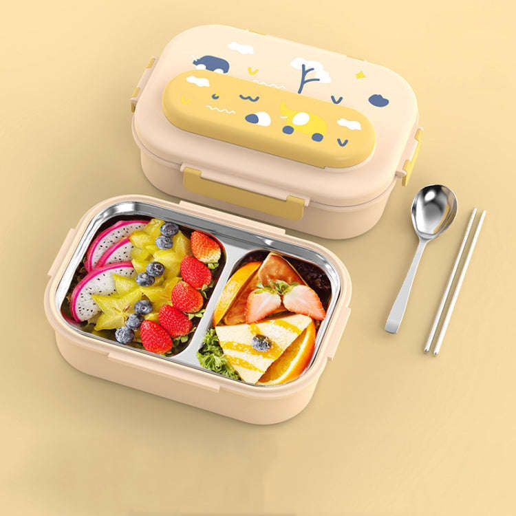 316 Stainless Steel Insulated Lunch Box Children Portable Compartment Lunch Case, Style: Light Ye...