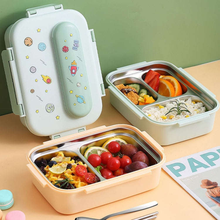 316 Stainless Steel Insulated Lunch Box Children Portable Compartment Lunch Case, Style: Blue 3 G...