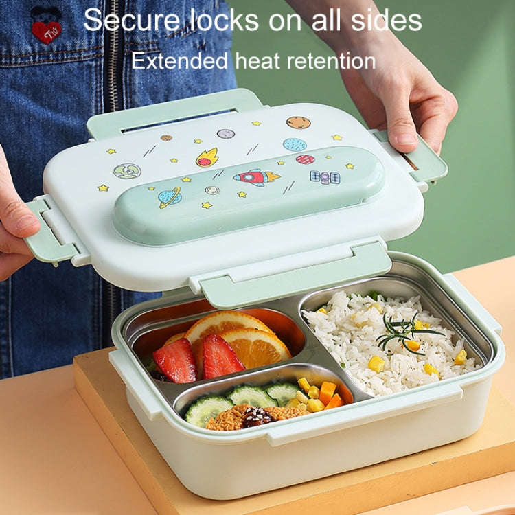 316 Stainless Steel Insulated Lunch Box Children Portable Compartment Lunch Case, Style: Blue 3 G...