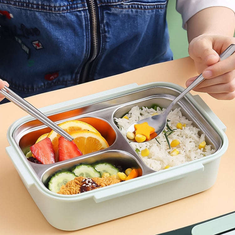 316 Stainless Steel Insulated Lunch Box Children Portable Compartment Lunch Case, Style: Blue 3 G...