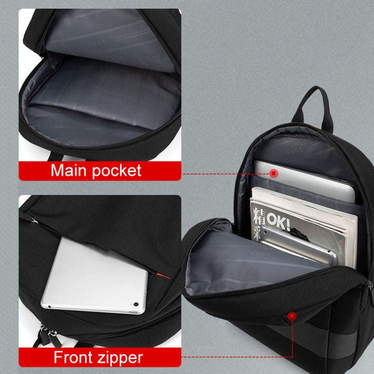 SKV B22016 Men Business Casual Double Shoulder Bag Outdoor Travel Laptop Backpack(Gray Blue)