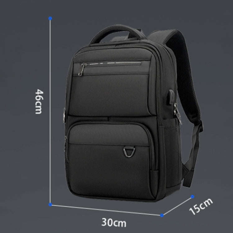 SKV B23889 Men Large Capacity Double-Shoulder Business Laptop Bag(Black)