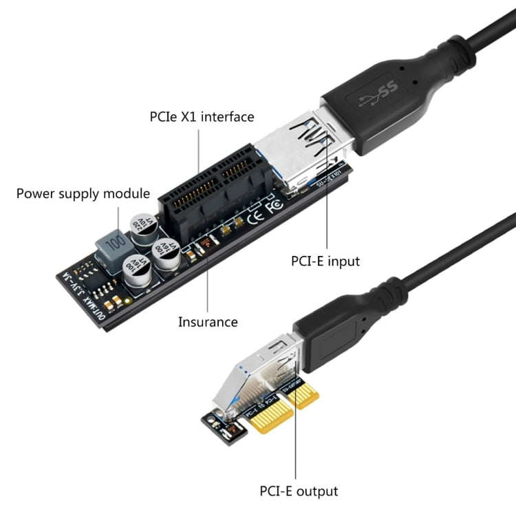 SSU PCI-E To X1 Interface Extension Cable, Length: 1m
