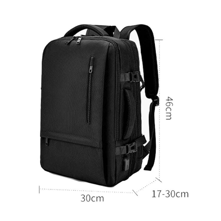 SKV BLB2006 Men Business Travel Double Shoulder Bag Large Capacity Casual Laptop Backpack(Black)