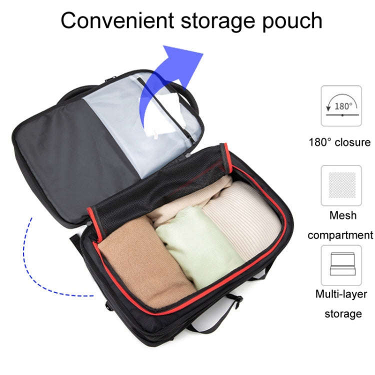 SKV BLB2006 Men Business Travel Double Shoulder Bag Large Capacity Casual Laptop Backpack(Black)