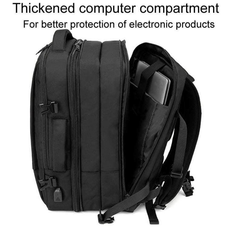 SKV BLB2006 Men Business Travel Double Shoulder Bag Large Capacity Casual Laptop Backpack(Black)
