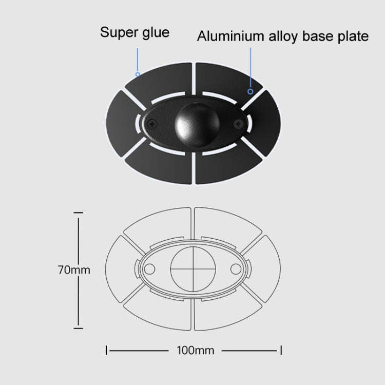 SUV Car Modified Central Control Bracket Base Slider, Specifications: Paste Elliptical Base