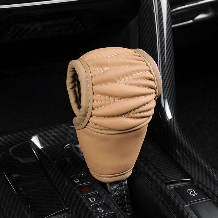 Car Universal Leather Gear Sleeve Breathable Gearshift Cover, Style: T Type Yellow