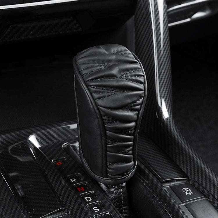 Car Universal Leather Gear Sleeve Breathable Gearshift Cover, Style: Manual Gear Black