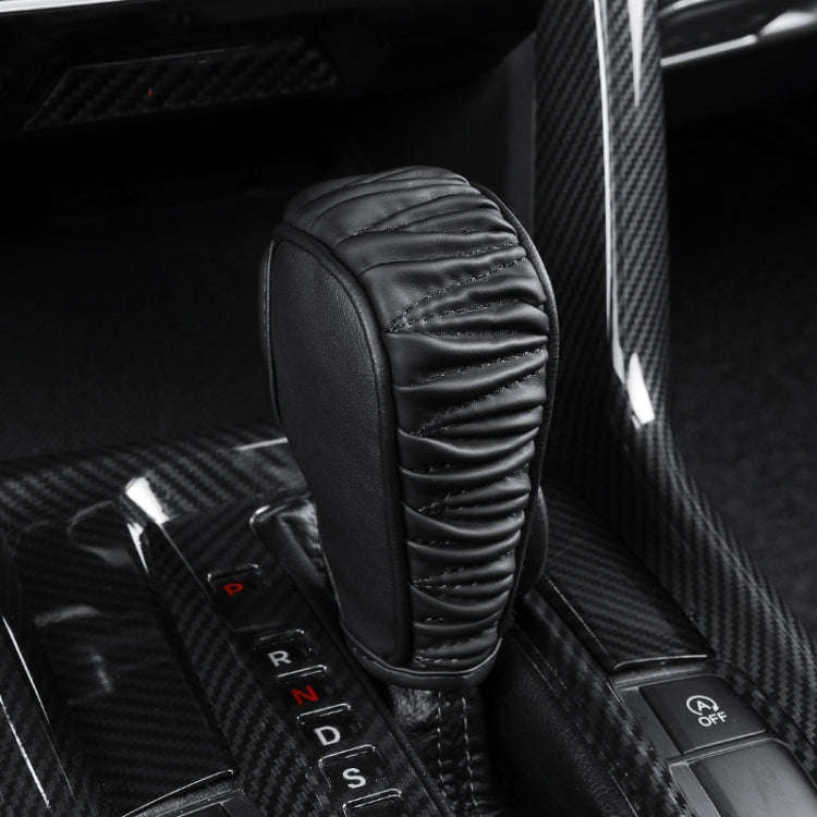 Car Universal Leather Gear Sleeve Breathable Gearshift Cover, Style: Automatic Gear Black
