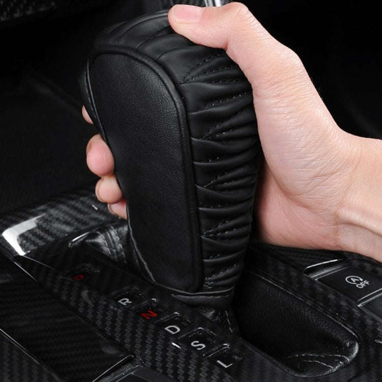 Car Universal Leather Gear Sleeve Breathable Gearshift Cover, Style: T Type Red With Black Line