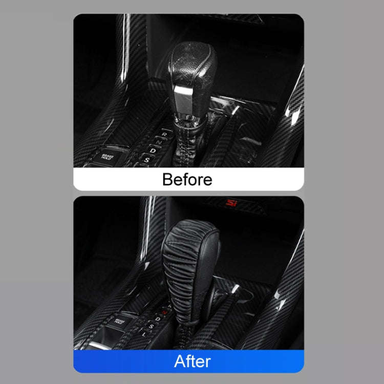 Car Universal Leather Gear Sleeve Breathable Gearshift Cover, Style: T Type Red With Black Line