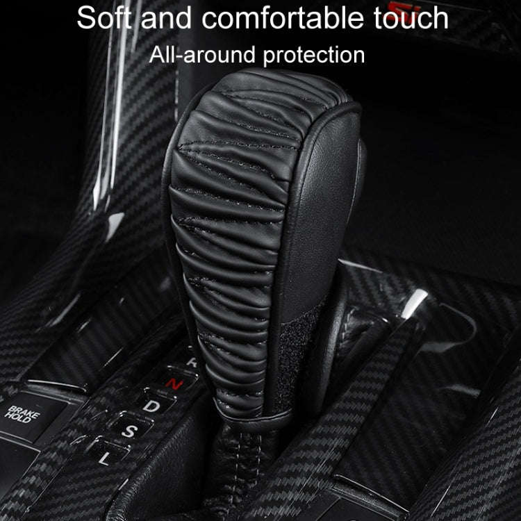 Car Universal Leather Gear Sleeve Breathable Gearshift Cover, Style: T Type Red With Black Line