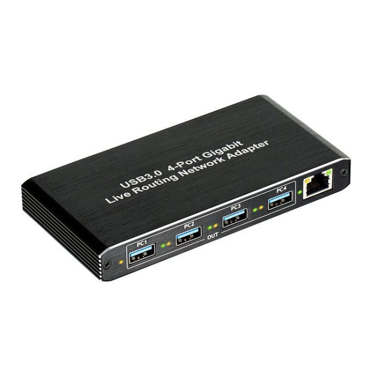 USB3.0 4-Ports Gigabit Network Adapter Plug and Play Router(Black)