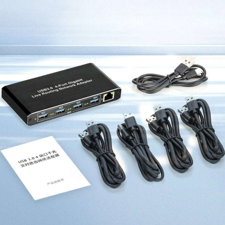 USB3.0 4-Ports Gigabit Network Adapter Plug and Play Router(Black)