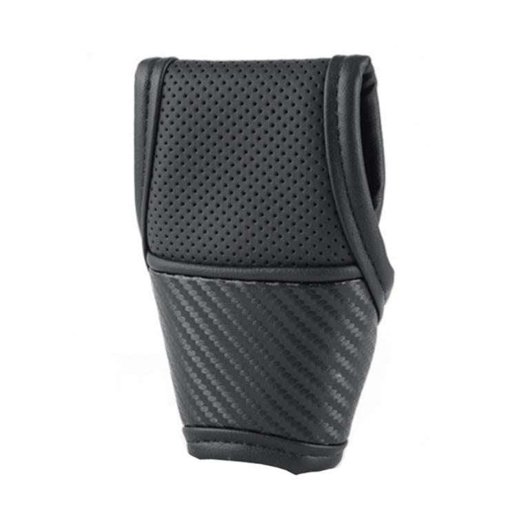 Car Automatic Universal Perforated Breathable Cowhide Side Opening Shift Cover, Style: B-Black