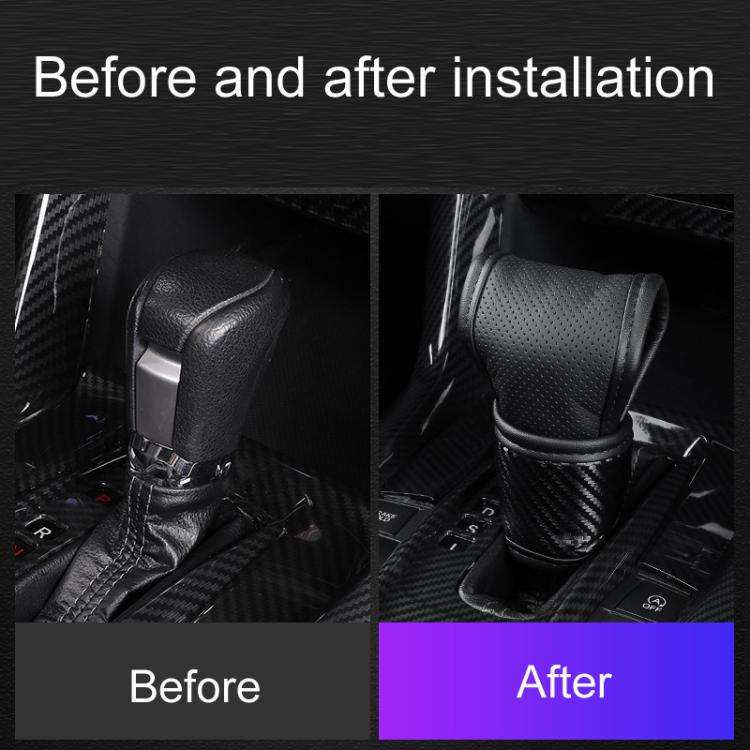 Car Automatic Universal Perforated Breathable Cowhide Side Opening Shift Cover, Style: B-Black
