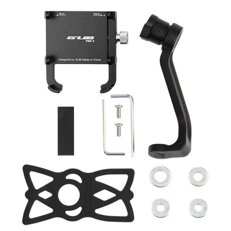 GUB PRO2 Aluminium Alloy 360 Degree Rotating Motorcycle Phone Holder(Black)