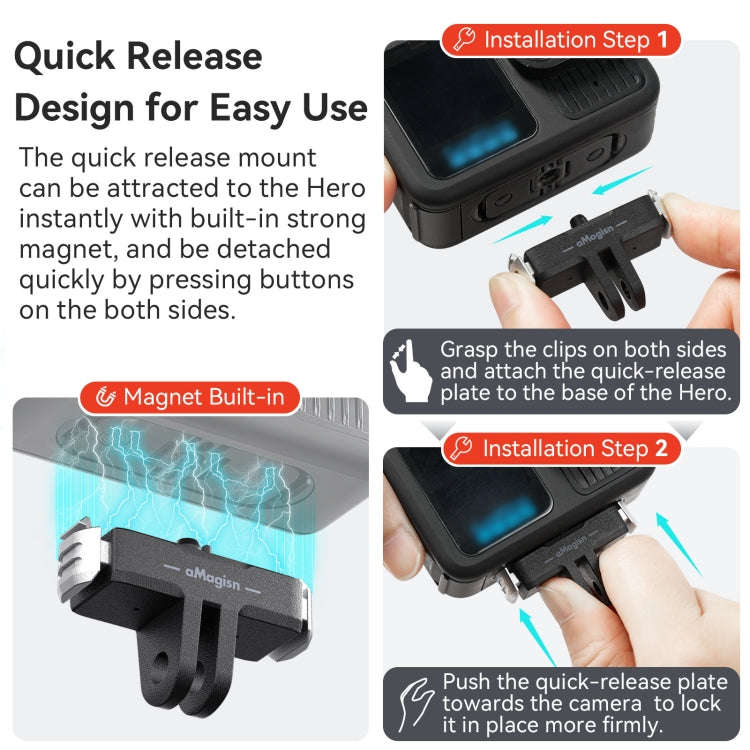 For GoPro HERO13 Black aMagisn Magnetic Quick-release Base Plastic  Adapter Accessories
