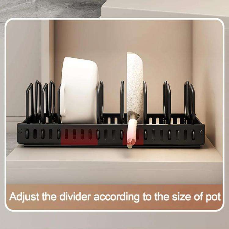Kitchen Pull-Out Rack Pots And Pans Organizer Cabinet Countertop Dish Tray 52cm With Baffle White