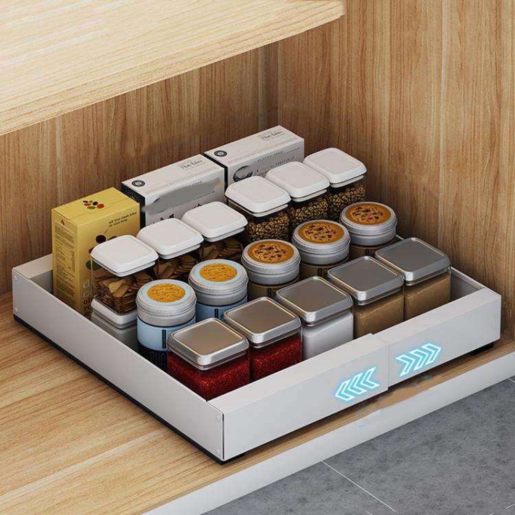 Extensible (30-46cm) Pull-out Cabinet Organizer Storage Rack Slide-out Drawer 53cm White