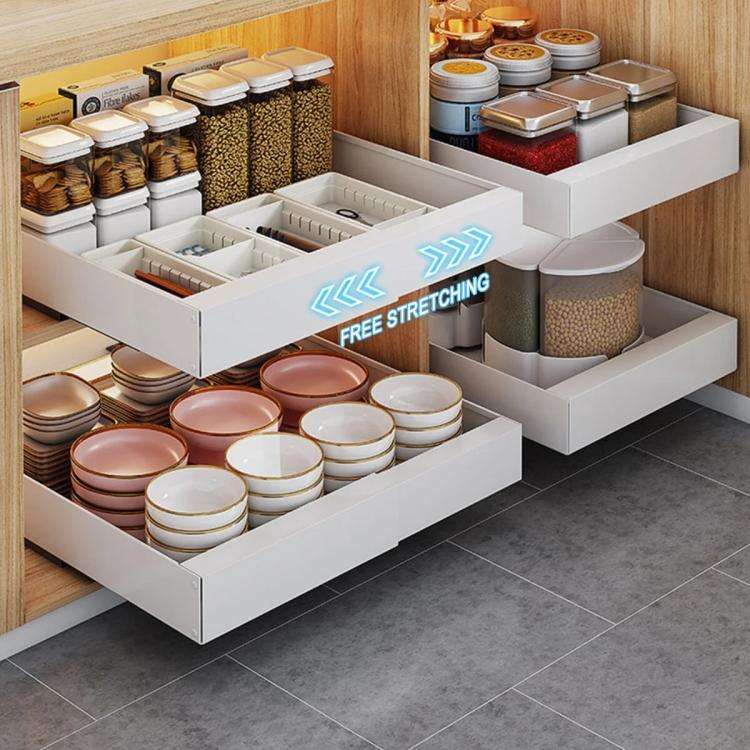 Extensible (30-46cm) Pull-out Cabinet Organizer Storage Rack Slide-out Drawer 43cm Black
