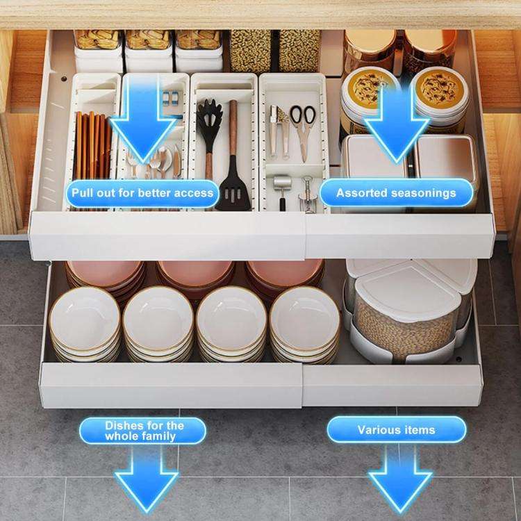 Extensible (30-46cm) Pull-out Cabinet Organizer Storage Rack Slide-out Drawer 43cm Black