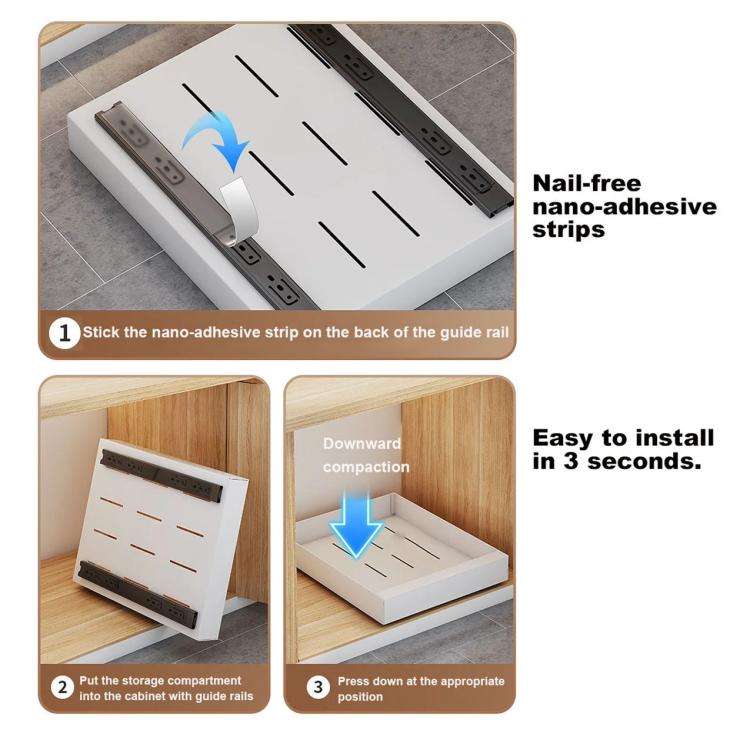 Extensible (30-46cm) Pull-out Cabinet Organizer Storage Rack Slide-out Drawer 43cm Black