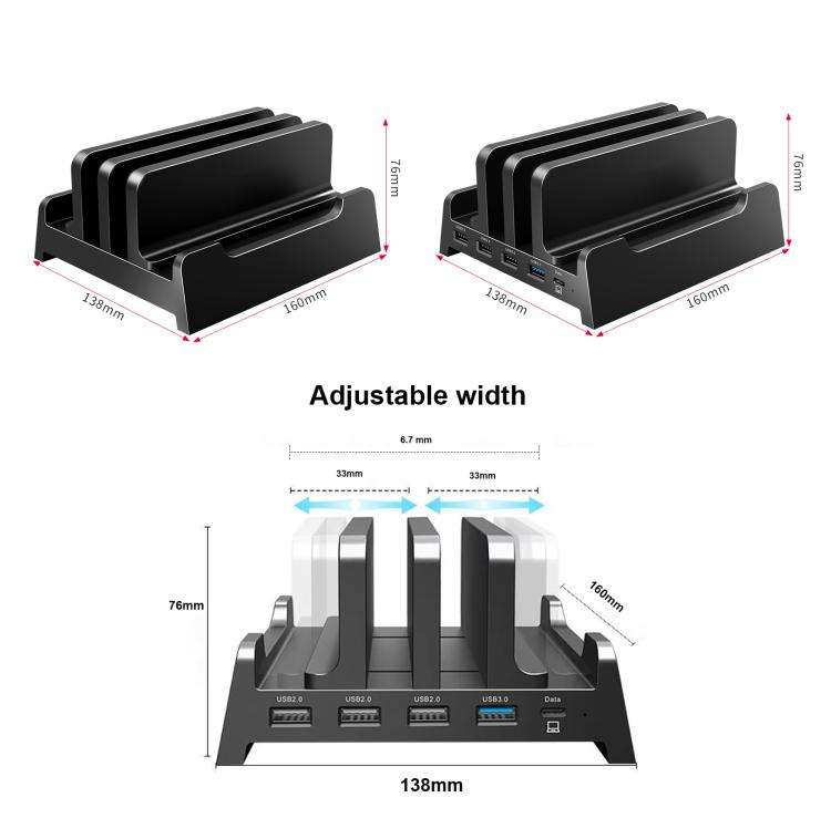 Vaydeer Multifunctional Dual-Slot Laptop Tablet Vertical Storage Stand, Spec: Docking Station Model