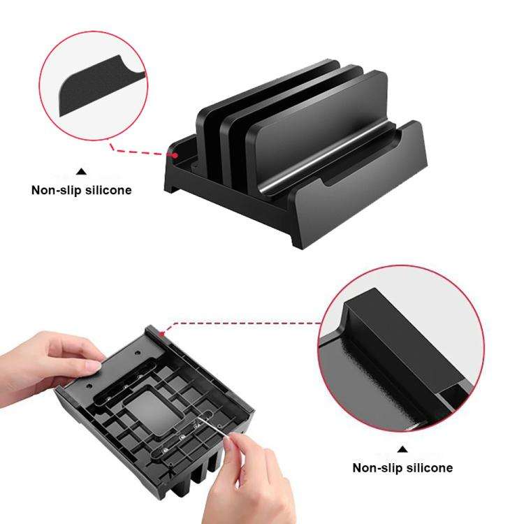 Vaydeer Multifunctional Dual-Slot Laptop Tablet Vertical Storage Stand, Spec: Basic Model