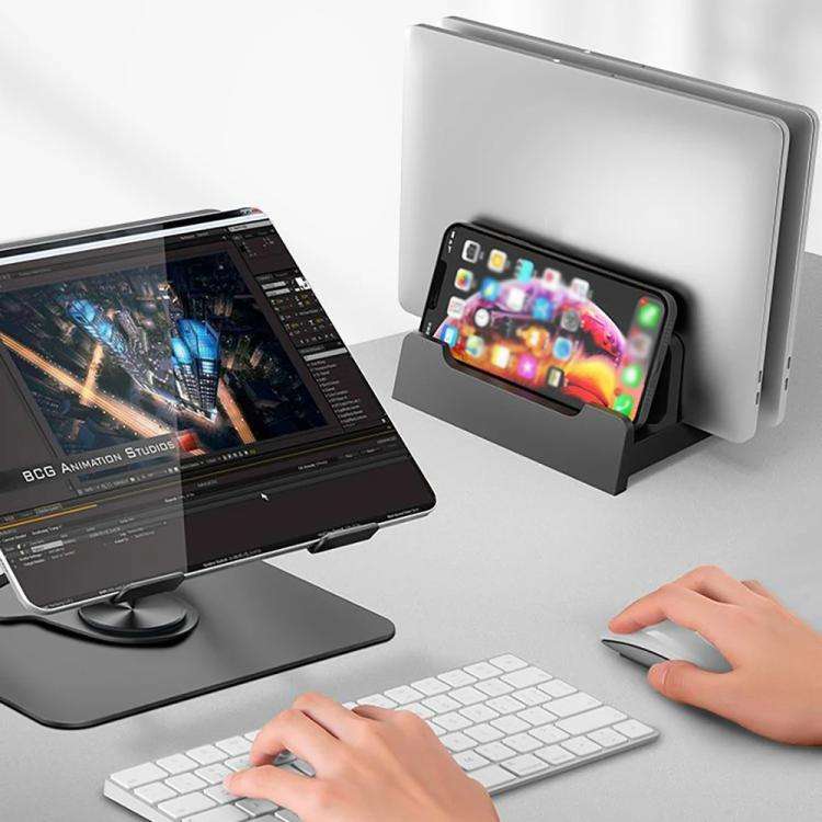 Vaydeer Multifunctional Dual-Slot Laptop Tablet Vertical Storage Stand, Spec: Basic Model
