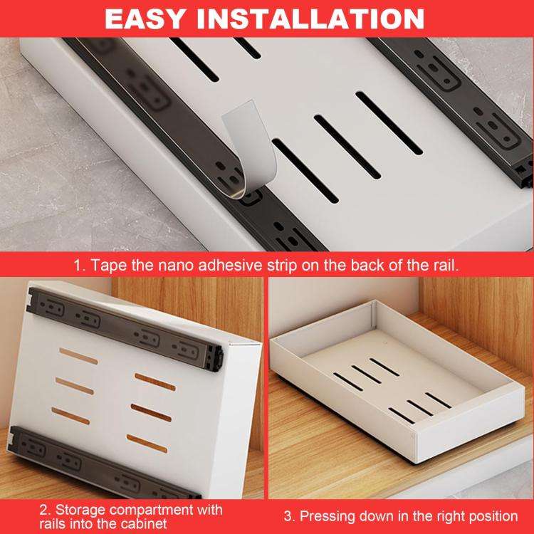 Pull-out Drainable Bowl Dish Storage Rack Cabinet Organizer Slide-out Drawer(White)