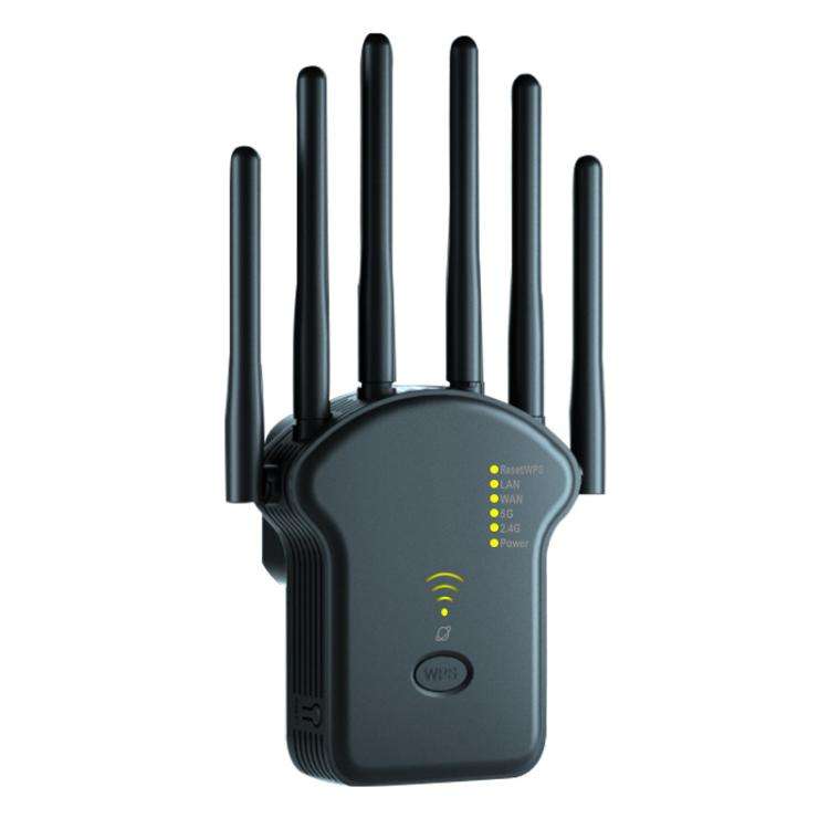 Urant U13 1200Mbps 2.4G/5G Dual Band WiFi Repeater Signal Amplifier US Plug Black