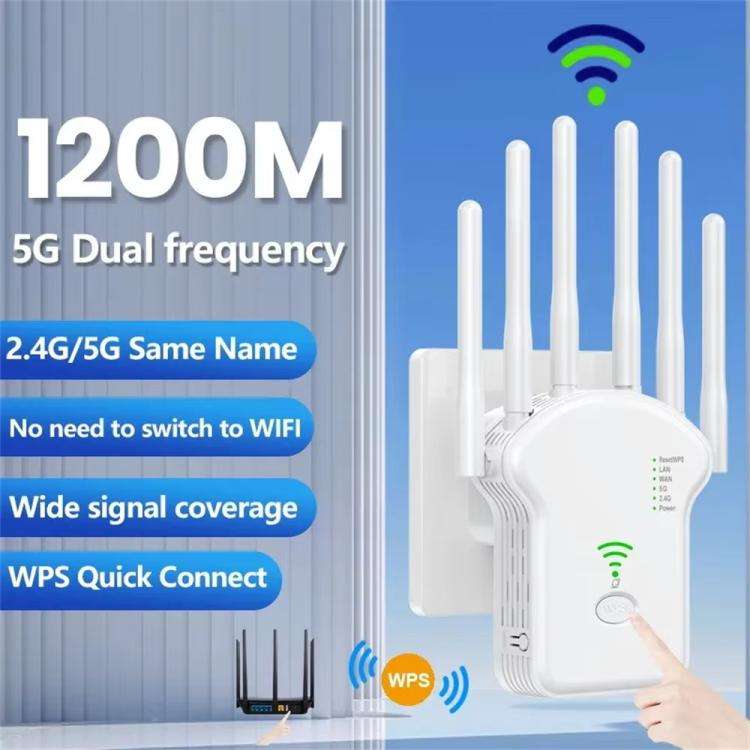 Urant U13 1200Mbps 2.4G/5G Dual Band WiFi Repeater Signal Amplifier EU Plug White