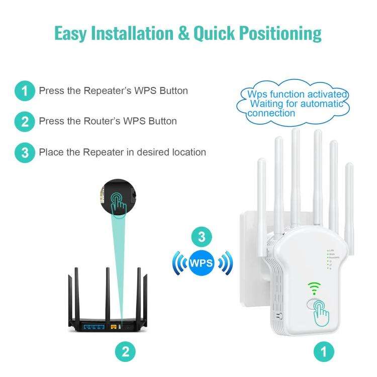 Urant U13 1200Mbps 2.4G/5G Dual Band WiFi Repeater Signal Amplifier US Plug Black