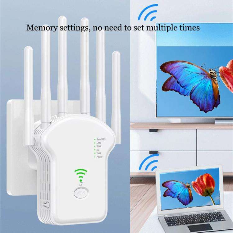 Urant U13 1200Mbps 2.4G/5G Dual Band WiFi Repeater Signal Amplifier EU Plug White