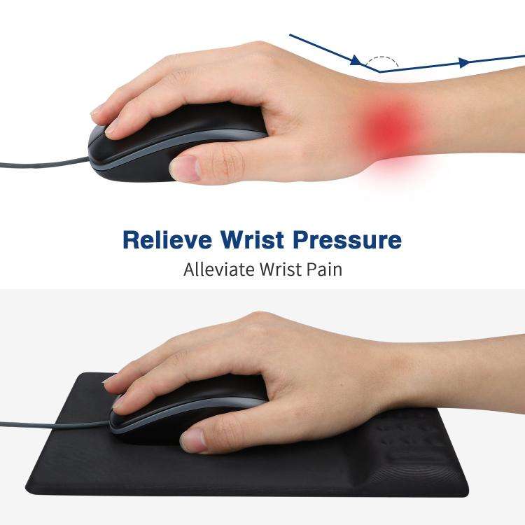 Rectangular Memory Foam Slow Rebound Wrist Breathable Mouse Pad(Black)