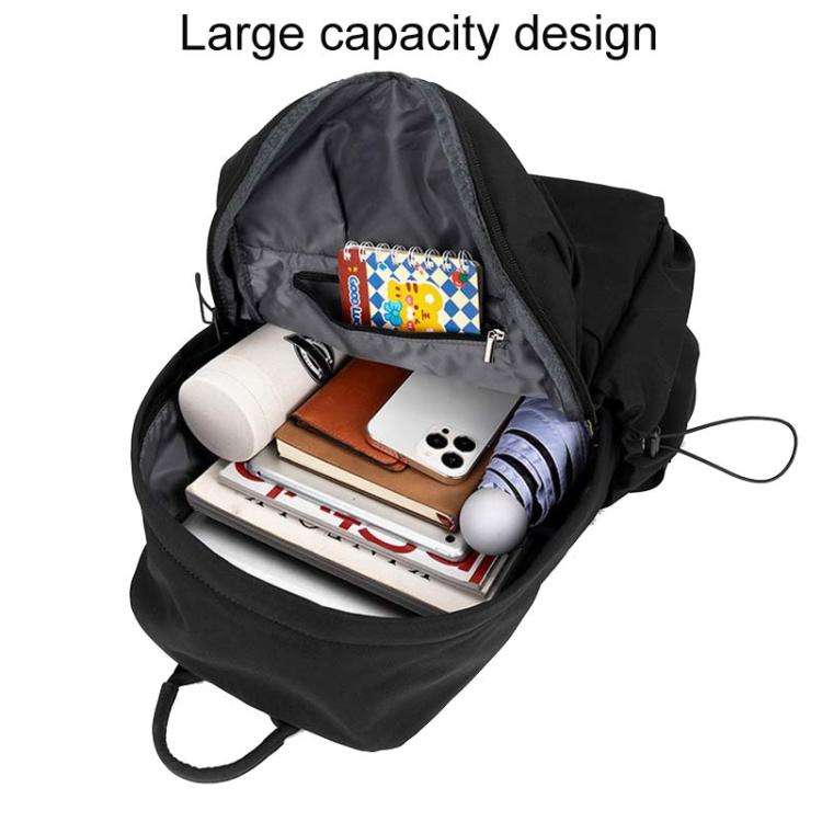 SKV B1530 Large Capacity Student School Bag Casual Double Shoulder Laptop Backpack(Black)