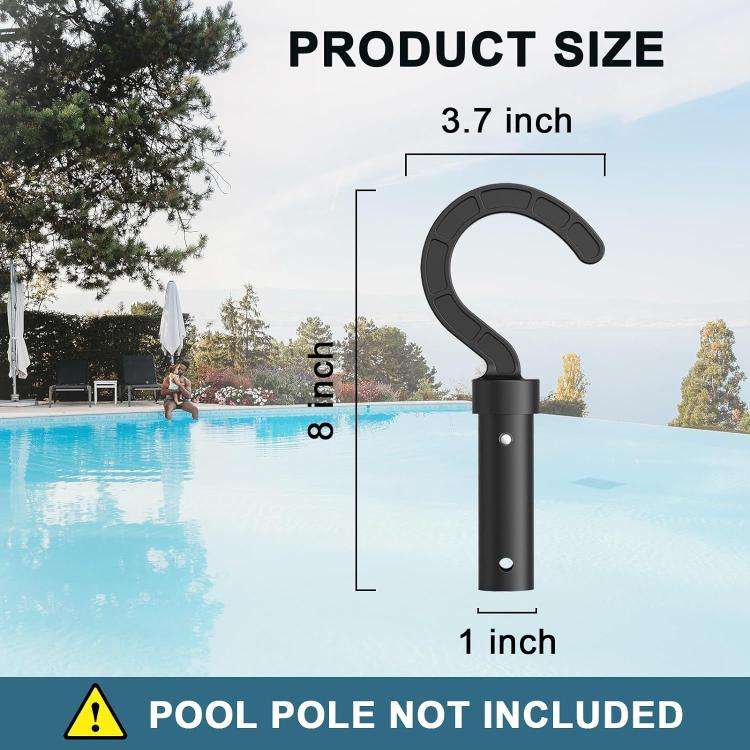 Pool Robot Cleaners Fixedly Connected Telescopic Pole Hook(Black)