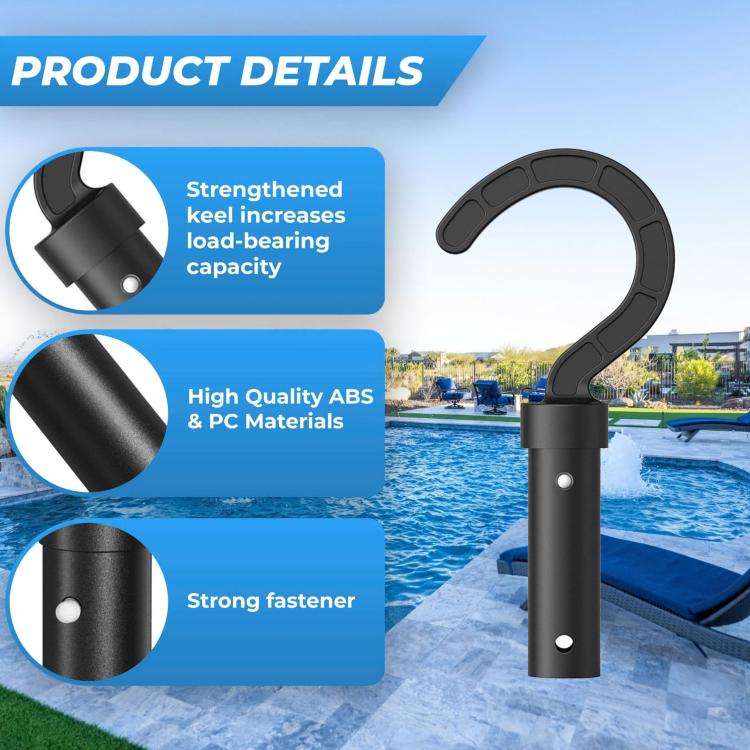 Pool Robot Cleaners Fixedly Connected Telescopic Pole Hook(Black)