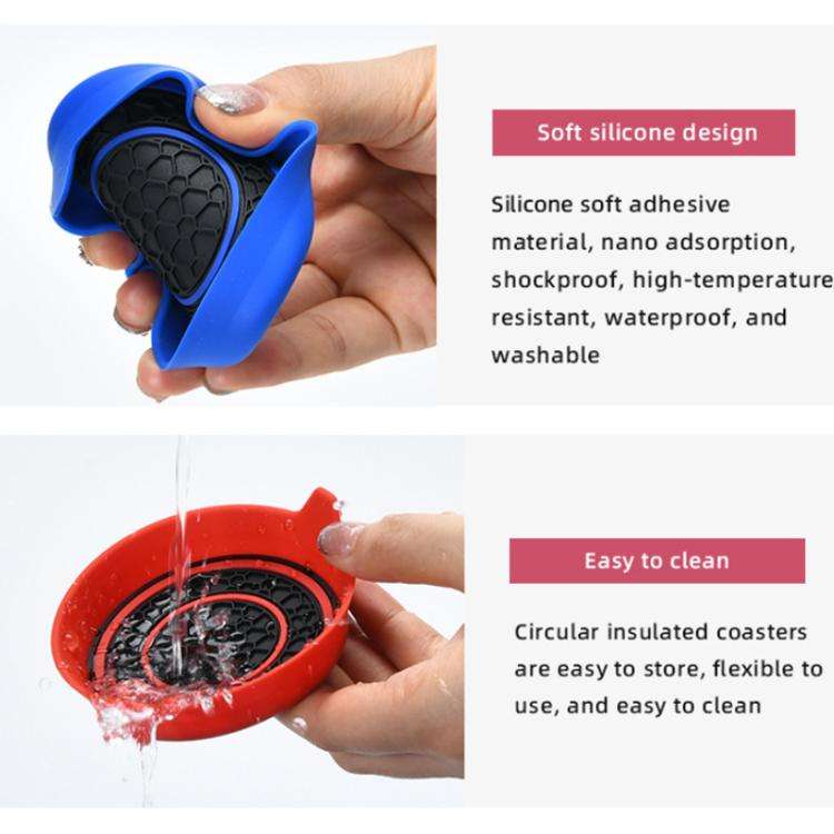 Car Bowl-shaped Non-slip Heat-insulating Double-ring Water Coaster, Color: Blue