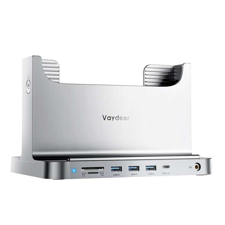 Vaydeer SZD011 For Mac Mini Desktop Computer Host Vertical Stand with Docking Station(Silver)
