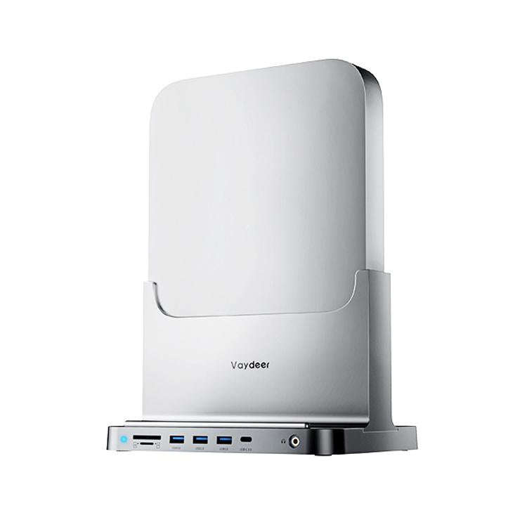 Vaydeer SZD011 For Mac Mini Desktop Computer Host Vertical Stand with Docking Station(Silver)