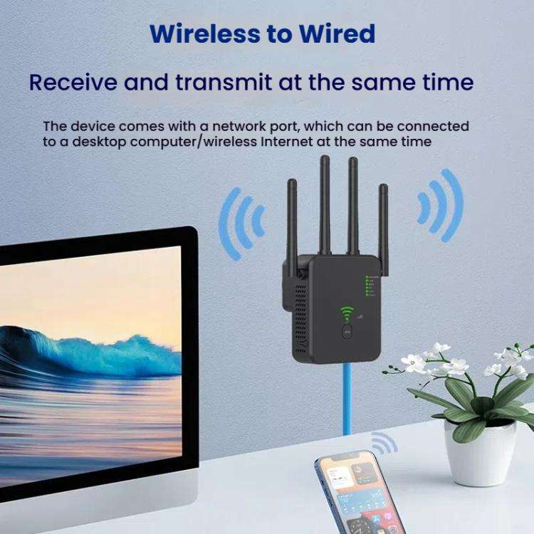Urant U10 300Mbps 2.4G Wireless Repeater WiFi Signal Amplifier With 4 Antennas UK Plug White