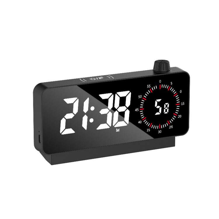 Multi-Functional LED Screen Mirror Charging Alarm Clock Reminder Visual Timer(Black)