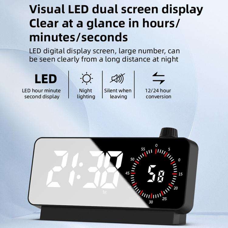 Multi-Functional LED Screen Mirror Charging Alarm Clock Reminder Visual Timer(White)